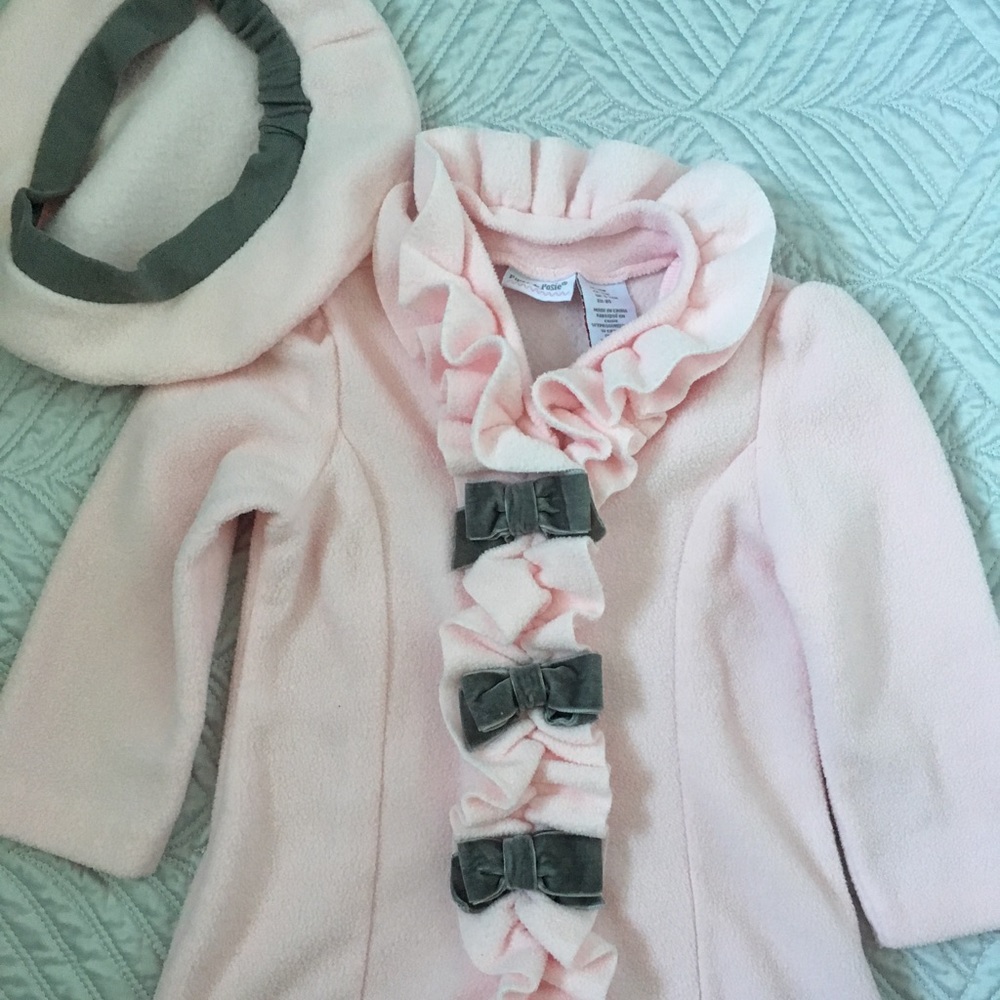 Piper & Posie pink and gray dress coat with beret